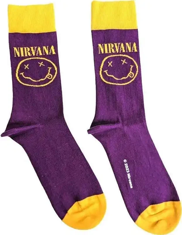 Nirvana Chaussettes Yellow Happy Face Purple 40-45