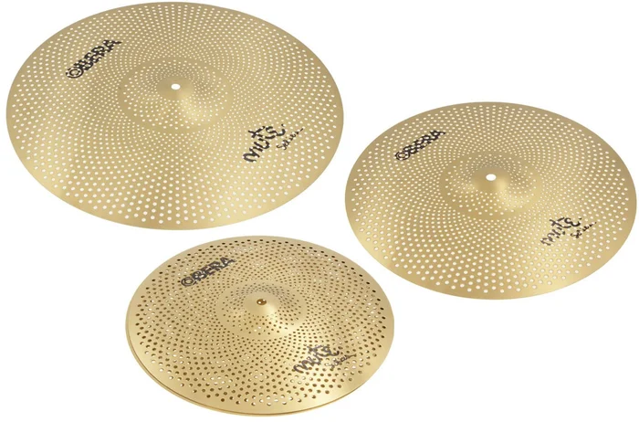 OBERA CYMBALS Set 3 Cymbales Silencieuces Mute – 14&Prime; 16&Prime; 20&Prime; – Finition Brass