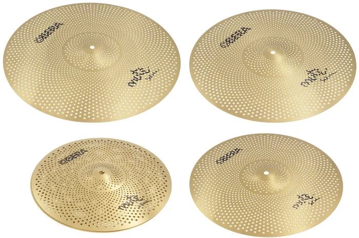 OBERA CYMBALS Set 4 Cymbales Silencieuces Mute – 14&Prime; 16&Prime; 18&Prime; 20&Prime; – Finition Brass
