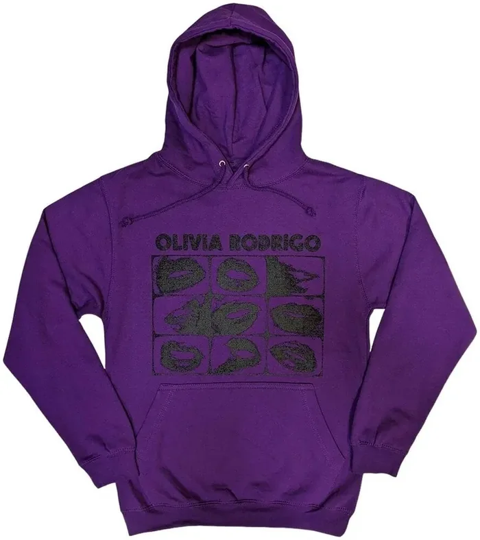 Olivia Rodrigo Hoodie Threshold Lips Grid Unisex Purple S