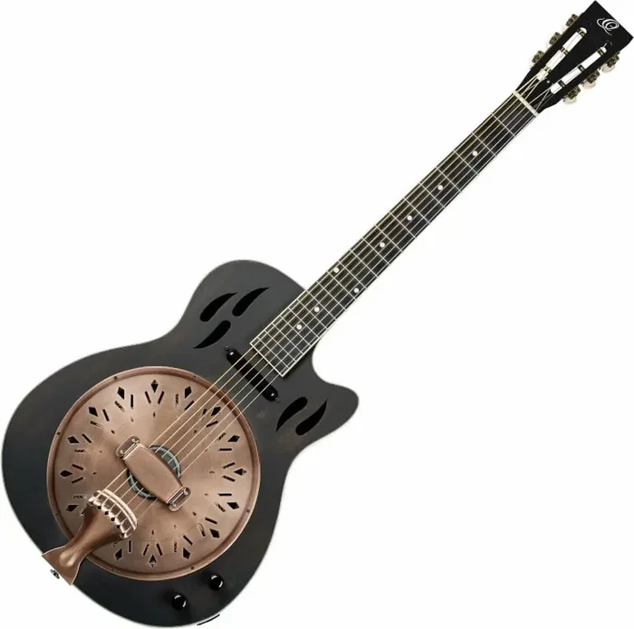 Ortega RRG40CE-DBK Distressed Black Satin Guitare à résonateur