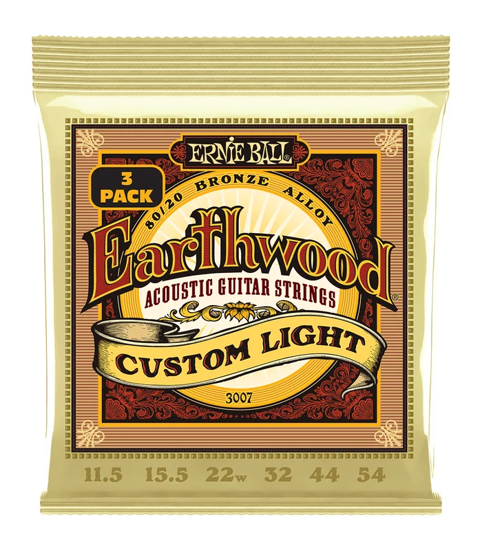 Pack de 3 jeux de Cordes pour Guitare Folk Ernie Ball 3007 Custom light 11,5-54