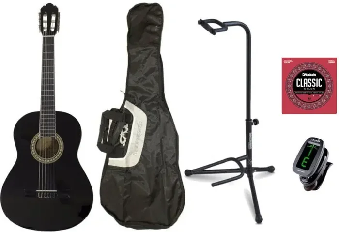 Pasadena CG161-3/4-BK Complete Beginner SET Black Guitare classique taile 3/4 pour enfant