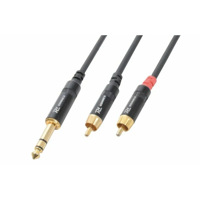 PD Connex Câble Audio Cordon Jack 6,35 Mâle Stéréo/2x RCA Mâle – 3m