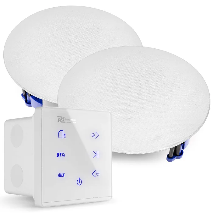 Power Dynamics Powerline A50WSet Amplificateur Audio Intégré avec 2 Haut-Parleurs de Plafond