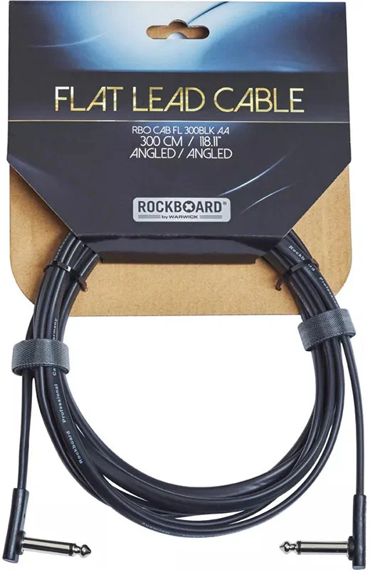ROCKBOARD Câble Instrument Plat, 3 M, Coudé/Coudé – Black