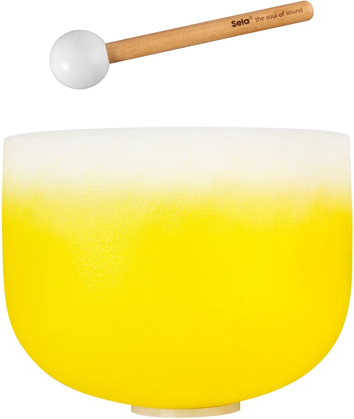 SELA Percussion Crystal Singing Bowl Chakra 12″ – Yellow, Solar Plexus, E (432 Hz)