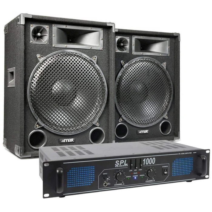 Skytec Max15 – Pack Enceintes 1000W avec Amplificateur