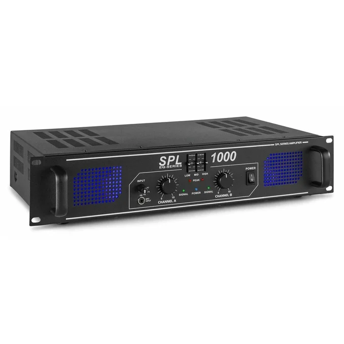 SkyTec SPL1000 – Amplificateur Professionnel, 2X 500 Watts – Noir