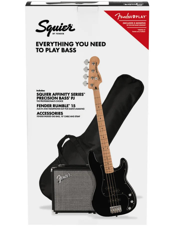Squier Pack Affinity PJ bass MN BLK + Rumble 15 + accessoires