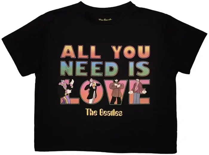 The Beatles T-shirt Yellow Submarine AYNIL Stacked Ladies Black XL