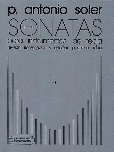 UME (Union Musical Ediciones) Antonio Soler Sonatas Volume Six – Piano Solo