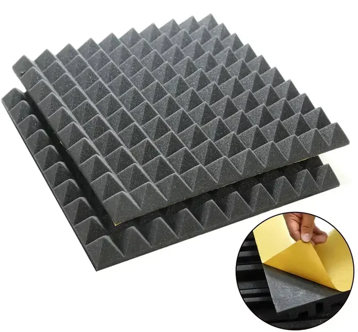 Veles-X Acoustic Pyramids Self-Adhesive 30 x 30 x 3 cm – MVSS 302 Anthracite Panneau de mousse absorbant
