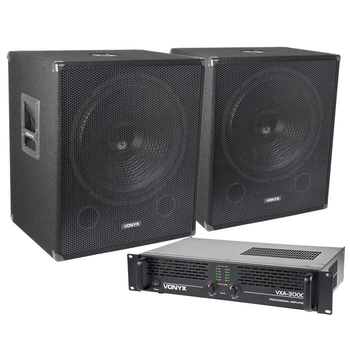 Vonyx 2000W – Kit Sono DJ – Subwoofer avec Amplificateur et Câbles