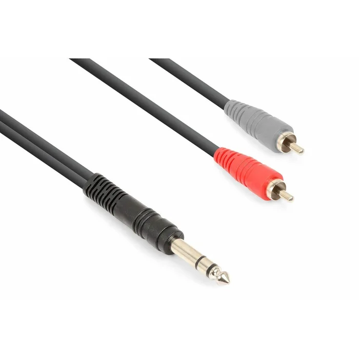 Vonyx Câble Audio Cordon Jack 6,35 Stéréo/2x RCA Mâle – 3m
