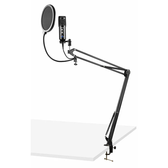 Vonyx CMS320B – Microphone Studio USB avec Bras Articulé Réglable et Filtre Anti-Pop – Noir