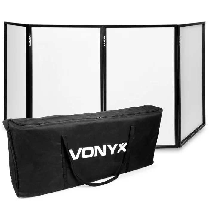 Vonyx DB2 – Façade DJ Pliable 4 Panneaux avec Sac, 280 x 120 cm, Blanc