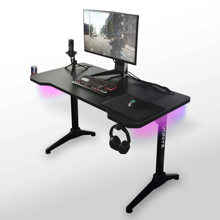 Vonyx DB20 – Bureau Gaming LED 120cm – Noir
