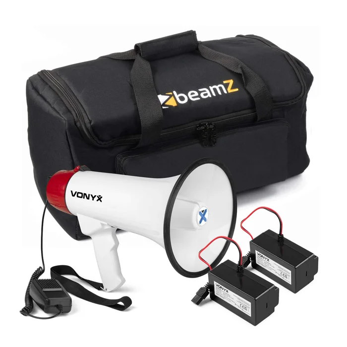 Vonyx MEG045 Pack Mégaphone 45W – avec 2x Batteries MRB06 Rechargeables et Sac de Transport