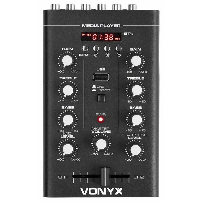 Vonyx STM500BT – Table de Mixage 2 Canaux, USB/MP3/BT,